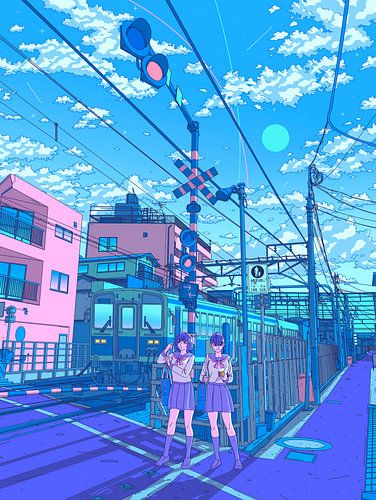 Spoorwegovergang in Tokio