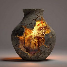 Bouquet dans un grand vase en pierre sur TheXclusive Art