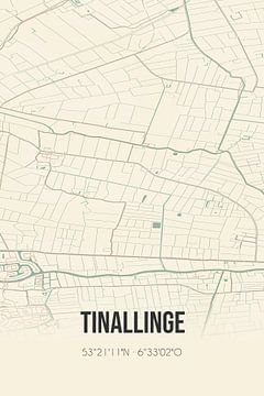 Vintage map of Tinallinge (Groningen) by Rezona