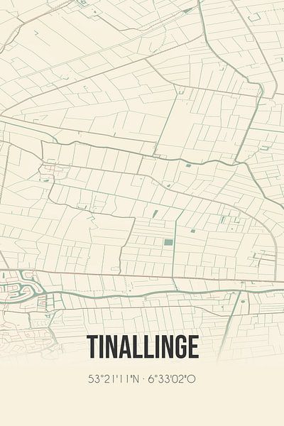 Vintage map of Tinallinge (Groningen) by Prints of Place