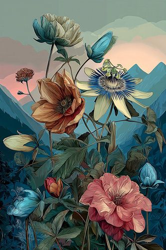 Fleurs de montagne au coucher du soleil n° 10