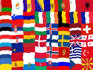 Europäische Flaggen wehen von Frans Blok