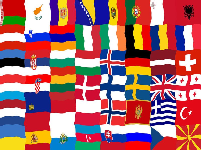 European flags waving by Frans Blok - photos, art and other wall decoration