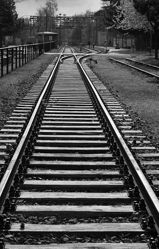 Spoorrails in zwart en wit