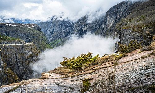 At the Vøringsfossen, waterfall, Norway