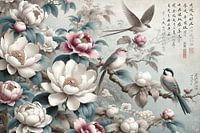 Gentle nature: flowers and birds in harmony