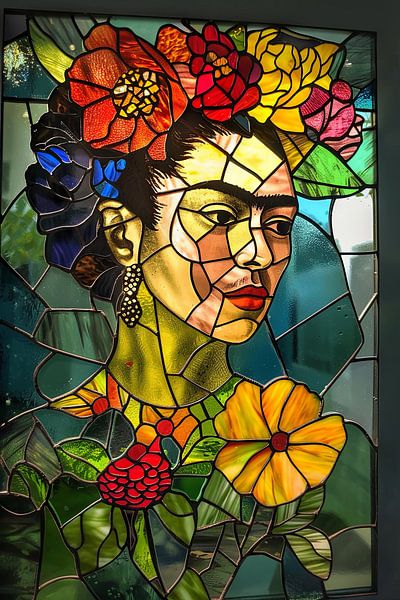 Frida in glass - mosaic portrait by Poster Art Shop