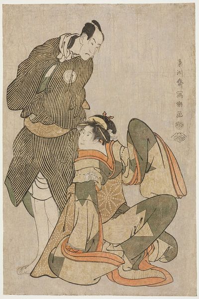 Toshusai Sharak - De acteurs Iwai Hanshiro IV (R) als Ohan van... van Peter Balan