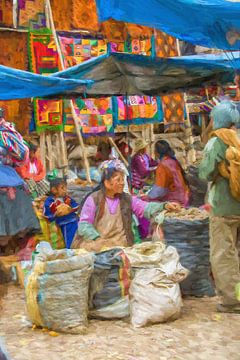 Sale at colourful market in the Peuran Andes by Patricia Hofmeester