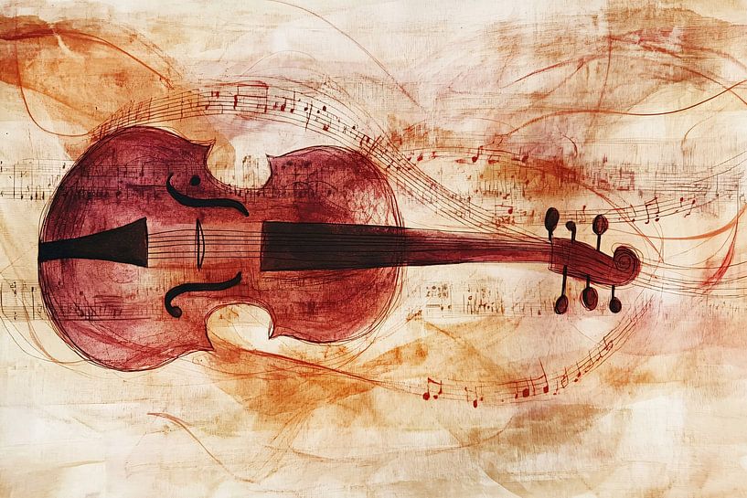 Viool in aquarel kunstwerk van Art & Soul Creations