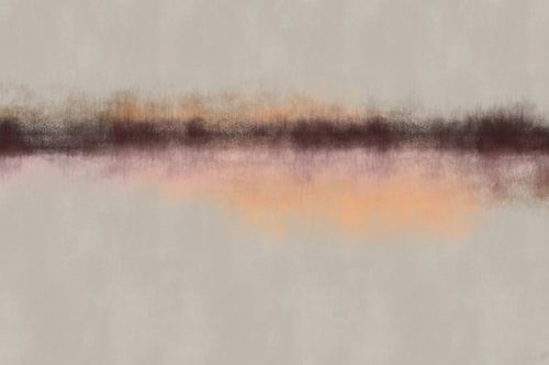 Abstract minimalistisch landschap in neonroze, zalm, wit en zwart