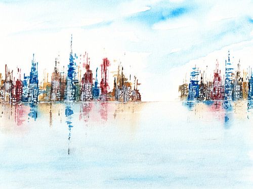 Wolkenkratzer - Skyline am Wasser