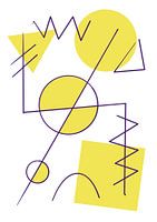 Geometric yellow shapes with purple lines