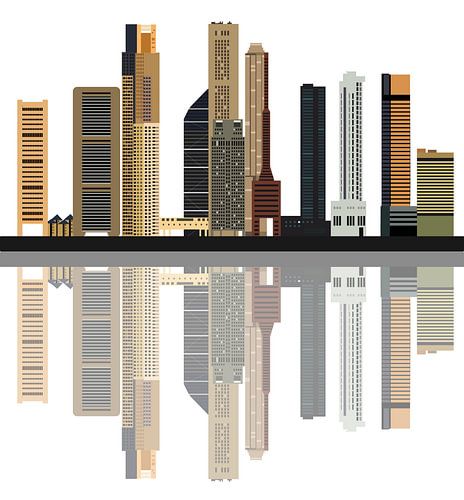 singapore city skyline in asia illustration