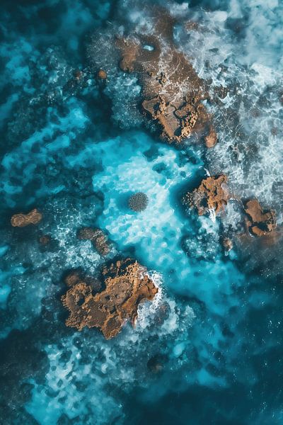 Azurblaues Wasser von oben von fernlichtsicht