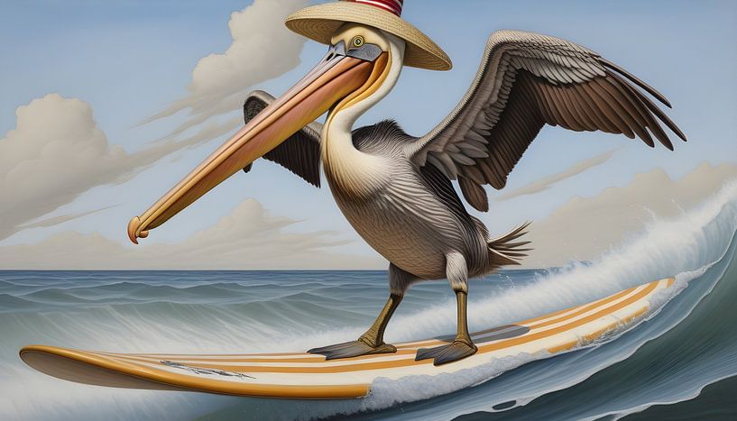 The surfing pelican by Wolfsee