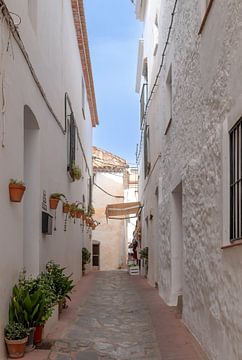 Charming street in white mountain village by Alice's Pictures