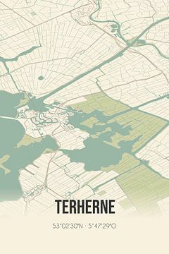 Vintage landkaart van Terherne (Fryslan) van MijnStadsPoster