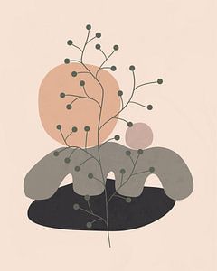 Abstract minimalist landscape with a tree by Tanja Udelhofen