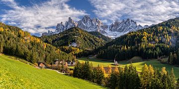 Autumn panorama Villnöss Valley South Tyrol by Achim Thomae Photography