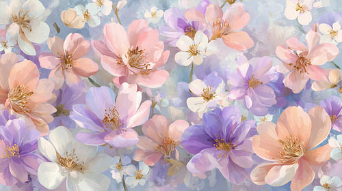 Pastel bloemen roze lavendel en perzik panorama
