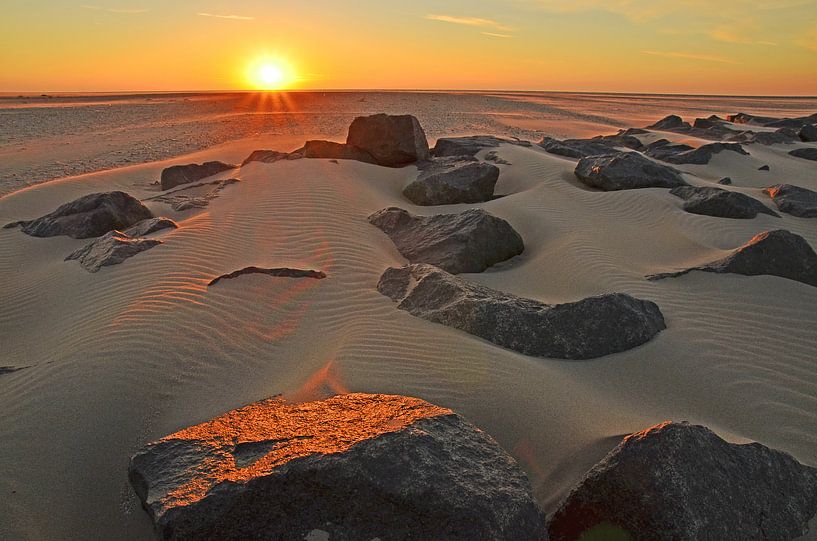 Coucher de soleil au barrage de Lange par Wim van der Geest