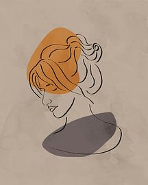 Linienzeichnung eines Gesichts mit zwei organischen Formen von Tanja Udelhofen