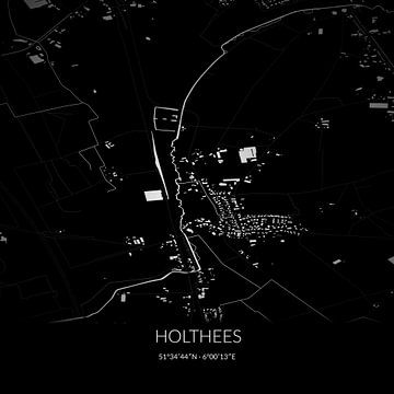 Zwart-witte landkaart van Holthees, Noord-Brabant. van Rezona