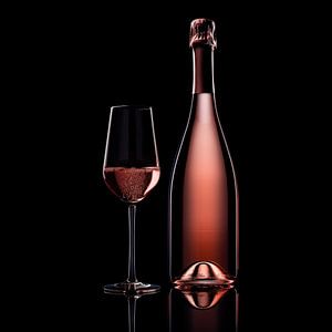Roséflasche mit Glas