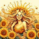 Girl with sunflowers by Digital Art Nederland thumbnail