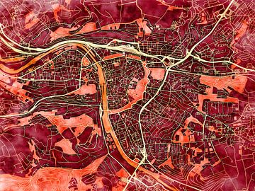 Kaart van Würzburg in de stijl 'Amber Autumn' van Maporia