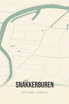 Vintage landkaart van Snakkerburen (Fryslan) van Rezona