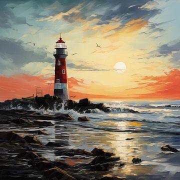 Leuchtturm rot (Sonnenuntergang) von TheXclusive Art