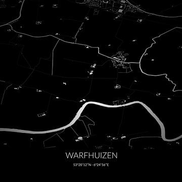 Schwarz-weiße Karte von Warfhuizen, Groningen. von Rezona