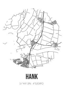 Hank (Noord-Brabant) | Karte | Schwarz und Weiß von Rezona