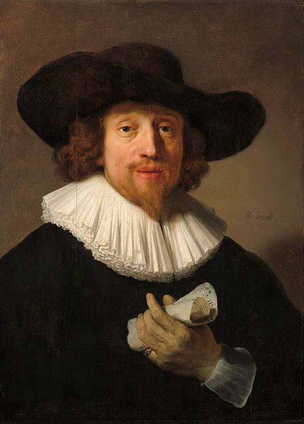 Mann mit einem Notenblatt, Rembrandt von Rembrandt van Rijn