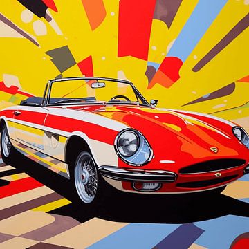 Ferrari 330 GTS Spider sportwagen klassieke auto gestileerd Pop Art van gm_designs
