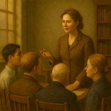 De Luisteraars – AI Classica – Mensen aan het werk – Kunst voor bedrijven van Basahen