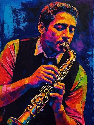 Man speelt klarinet n Abstract trillend 2