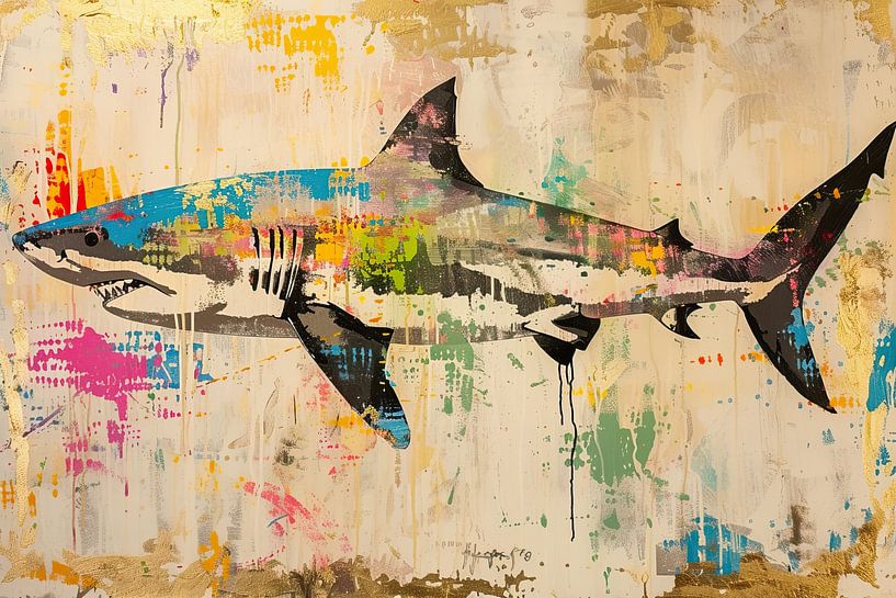Malerei Haifisch Bunt von Kunst Laune