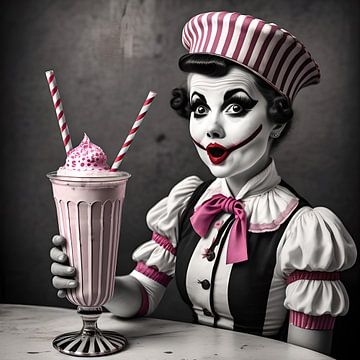 Pierrot met milkshake van Gert-Jan Siesling