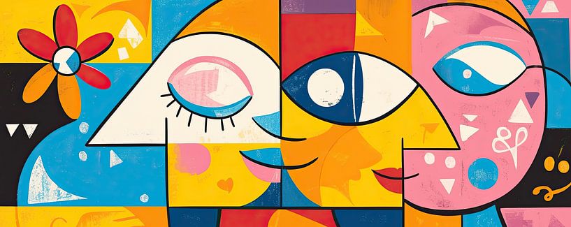 Bunte abstrakte Blume und Gesicht von OMG Art