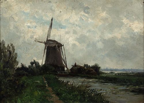 Carlos de Haes-Nederlands landschap, windmolens, Nederland, antilandschap