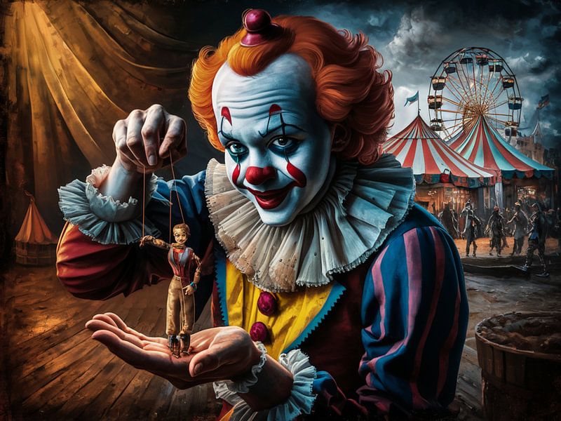 Clown mit Marionette von Reiner Borner