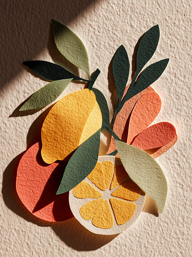 Citrusvruchten en bladeren – moderne collage