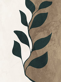 Art contemporain représentant des fleurs et des plantes tropicales dans des tons ocres sur Online Arts