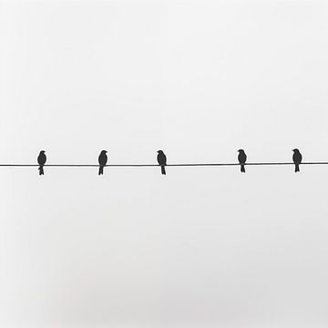 Vogels op een kabel minimalisme van TheXclusive Art