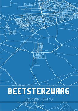 Blauwdruk | Landkaart | Beetsterzwaag (Fryslan) van Rezona