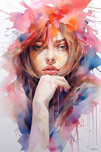 Abstract watercolour of a girl/woman.