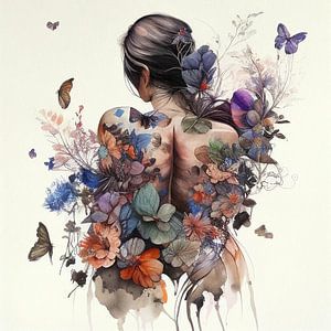 Aquarell Schmetterling Frau Körper #2